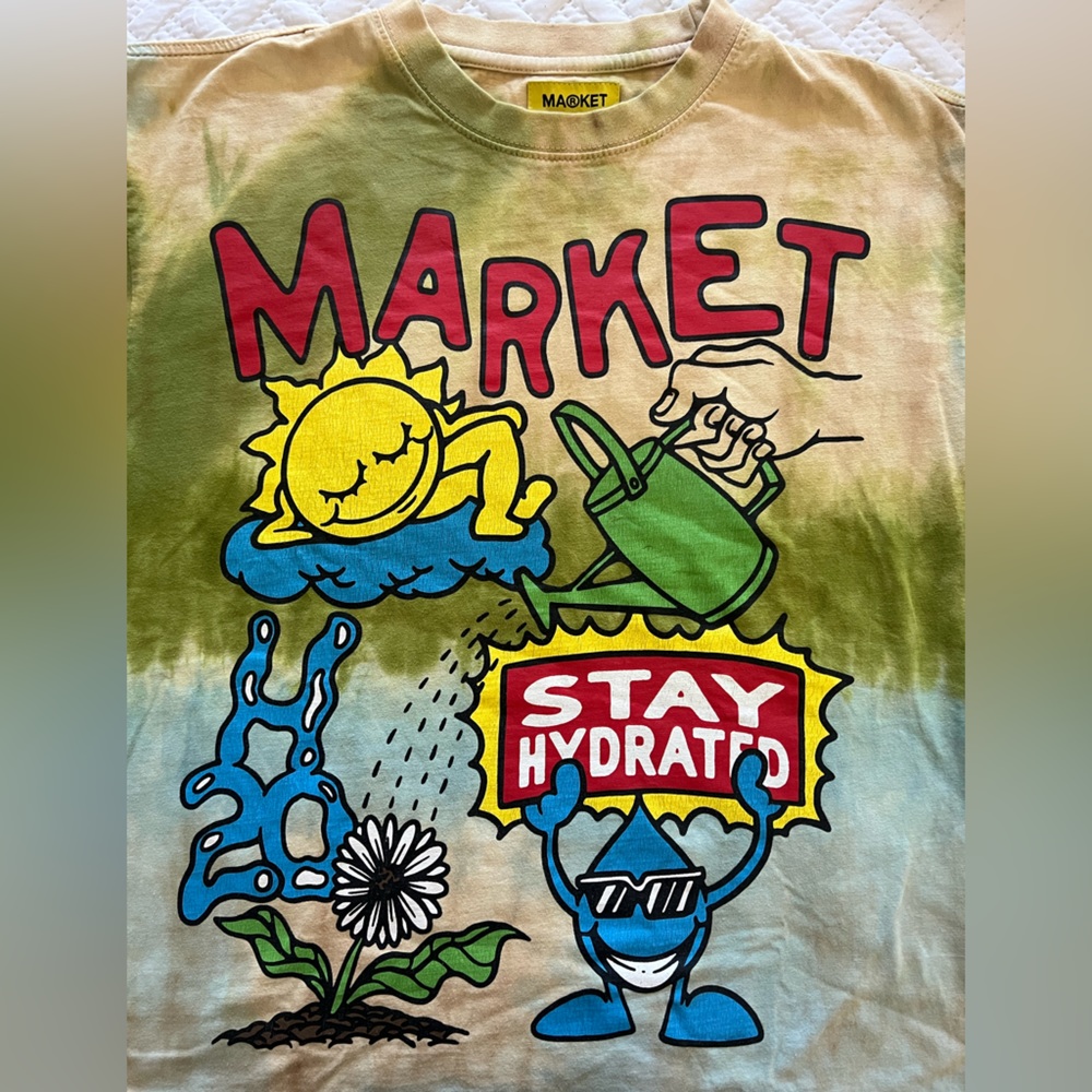 Vintage Chinatown Market Stay Hydrated Baggy Tie Dye Tee Grail Shirt Men Medium - Picture 2 of 6